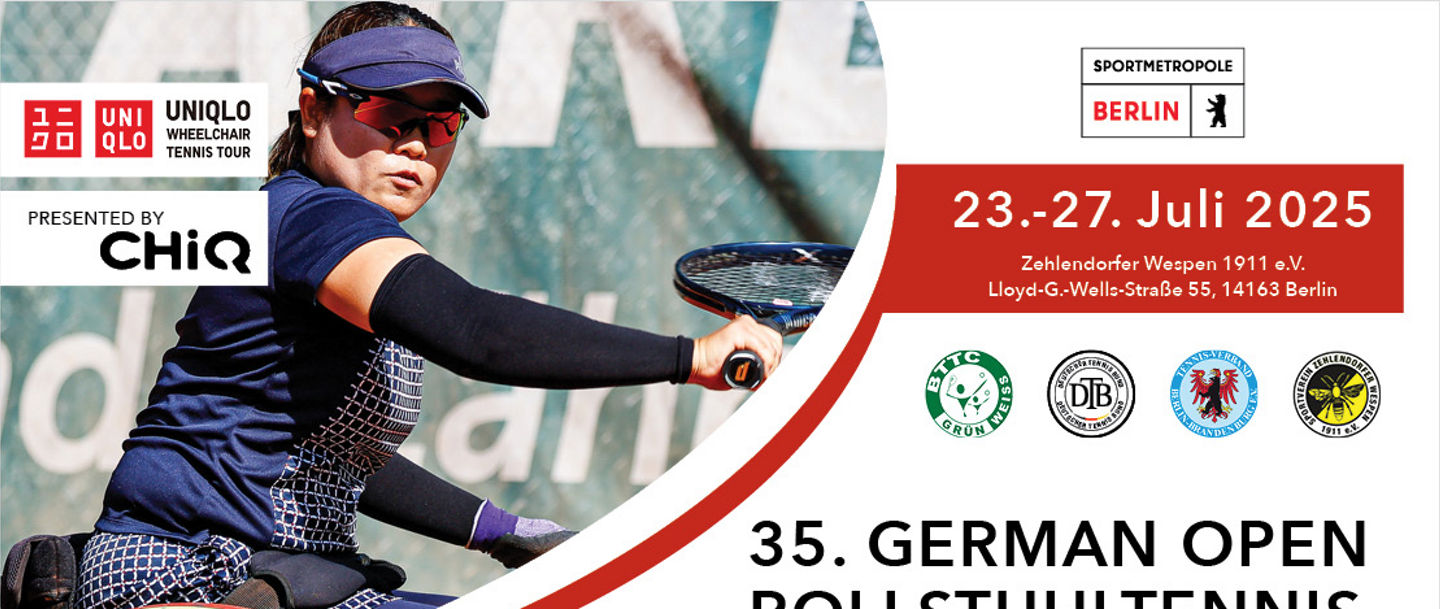 Banner der UNIQLO Wheelchair Tennis Tour, Stopp Berlin vom 23. - 27. Juli 2025