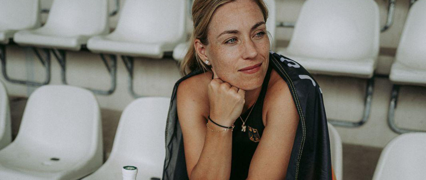Angie Kerber Resting in Stadium Stands