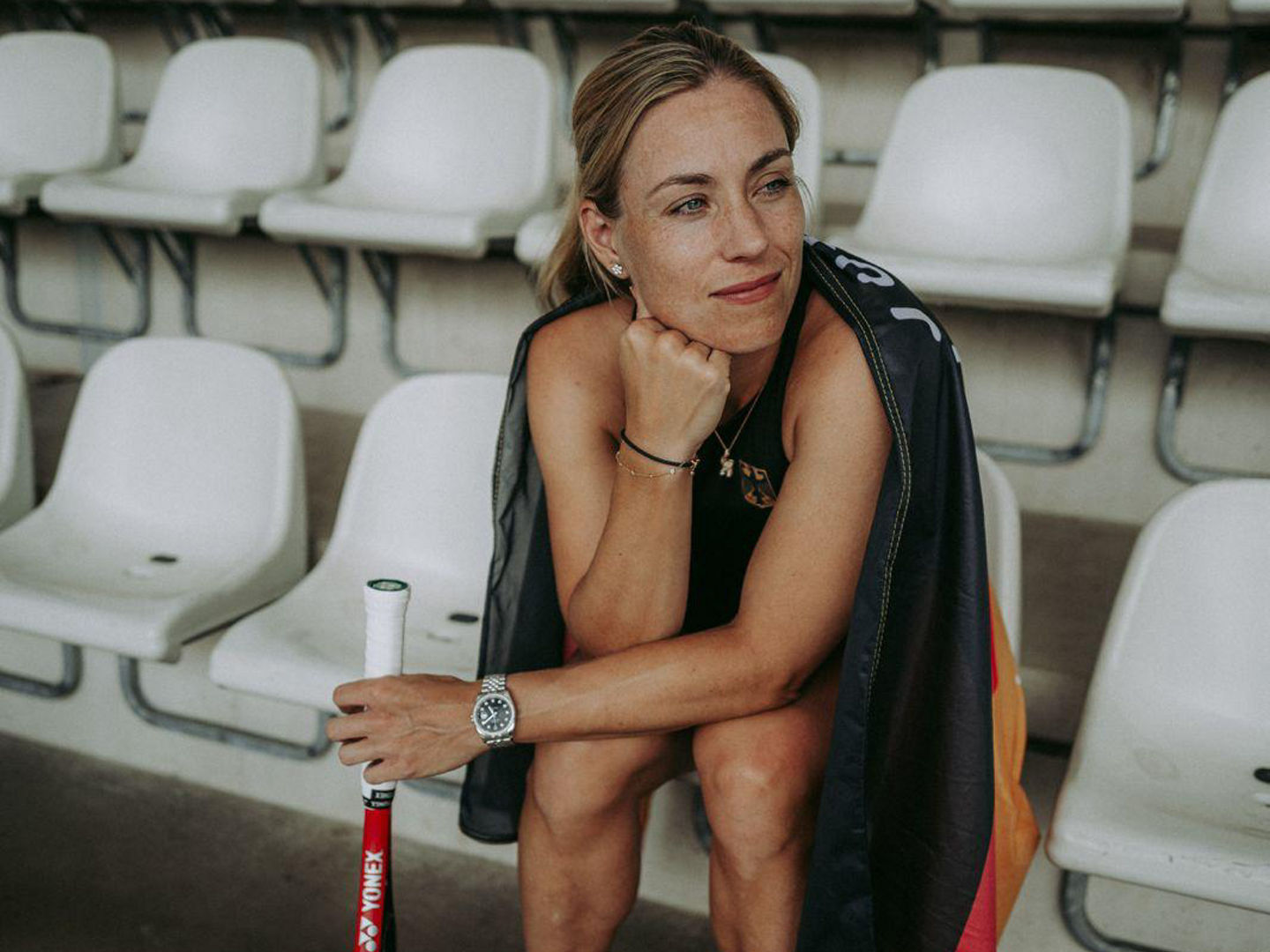 Angie Kerber Resting in Stadium Stands