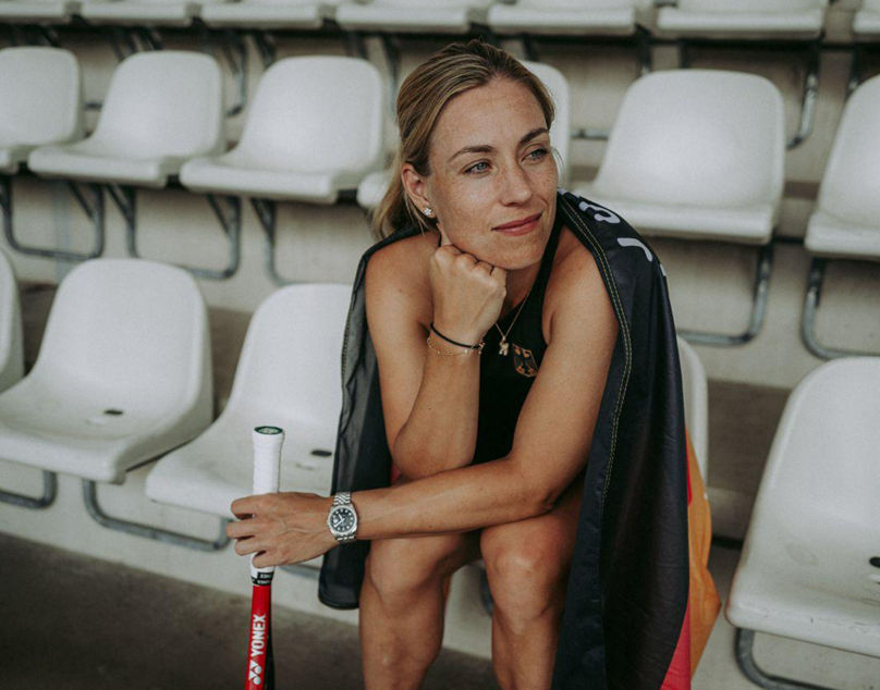 Angie Kerber Resting in Stadium Stands
