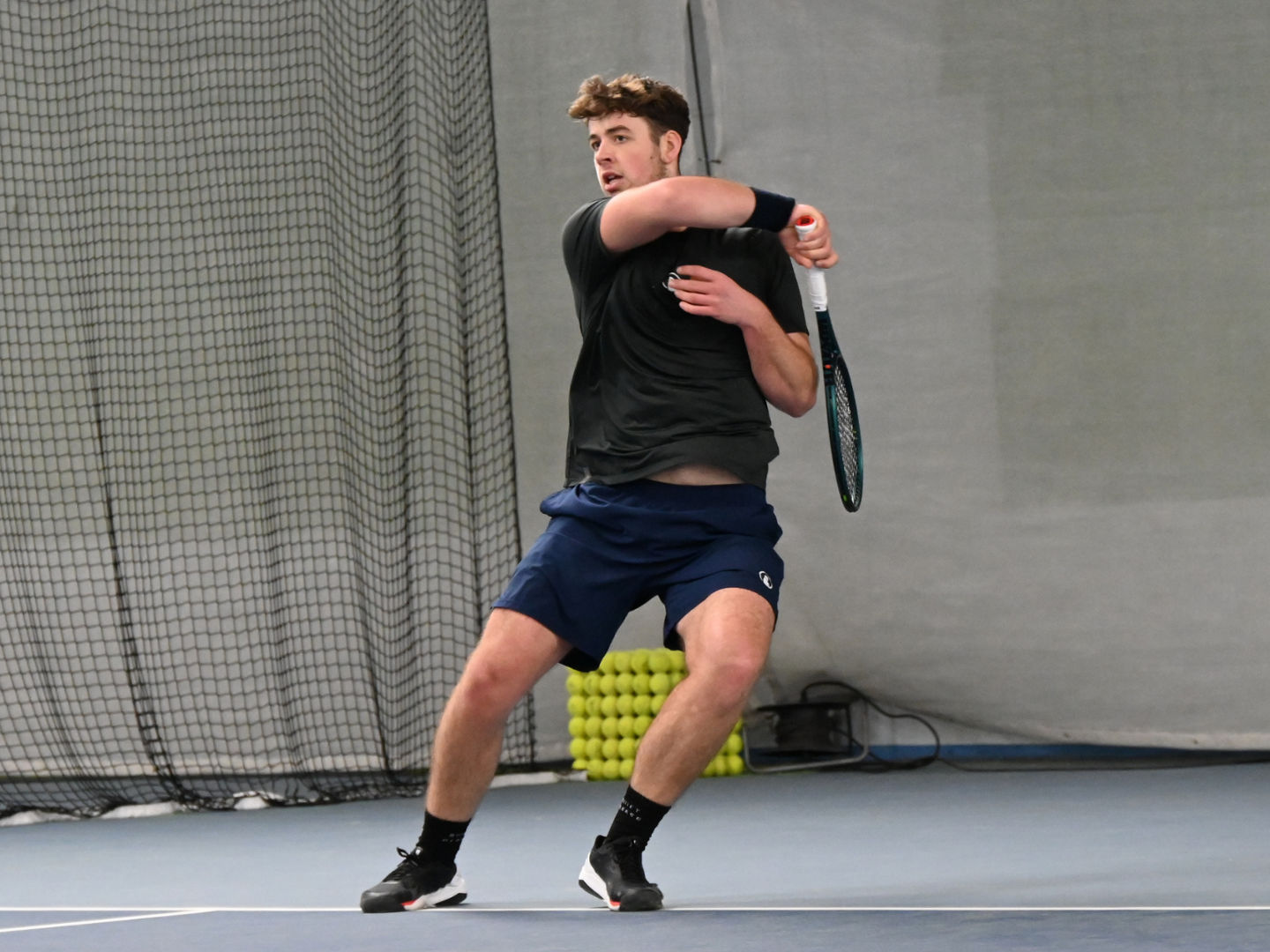 Tom Siebold beim ITF-Turnier im vergangenen Jahr auf dem Court beim Spiel