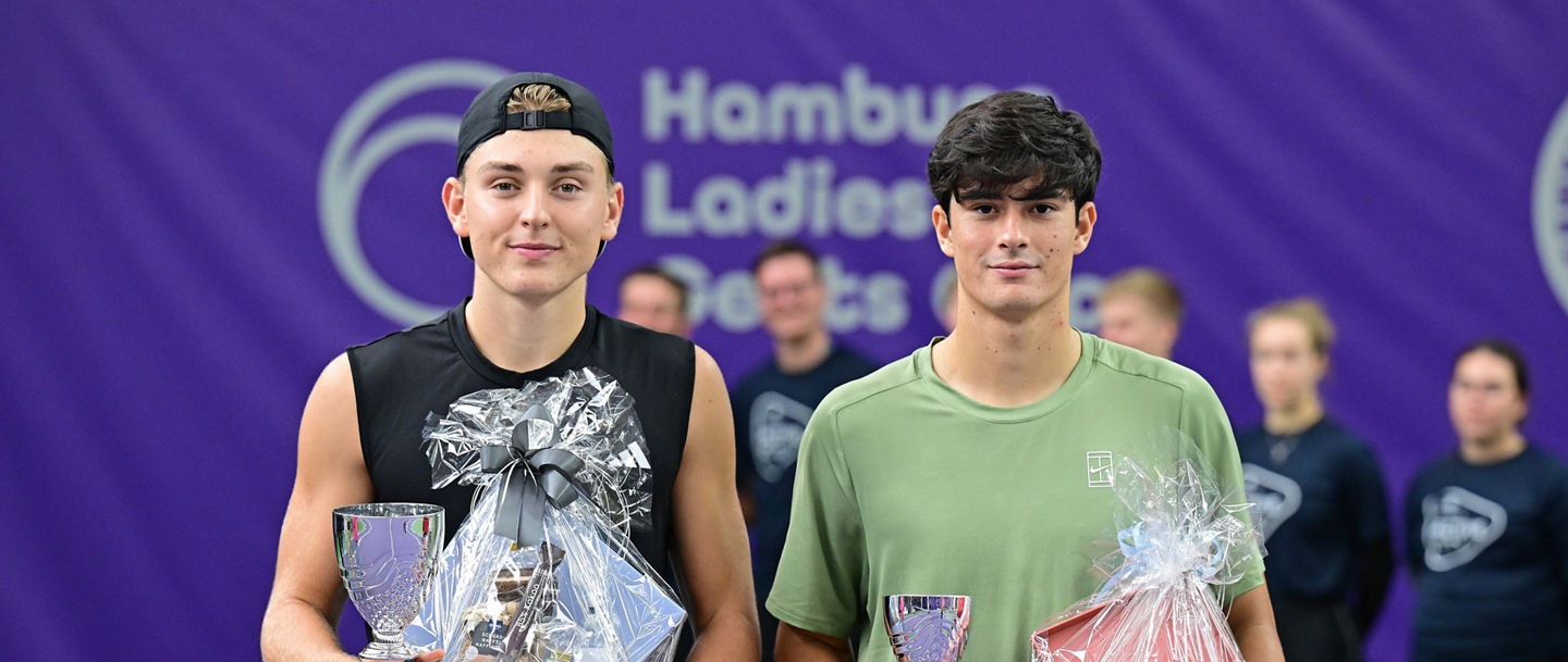 v.l. Sieger Justin Engel (Deutschland), Federico Cina (Italien)
Hamburg, 26.10.2025, Tennis, Ladies & Gents Cup 2025, Kleines Combined Event, Herren, Einzel, Finale