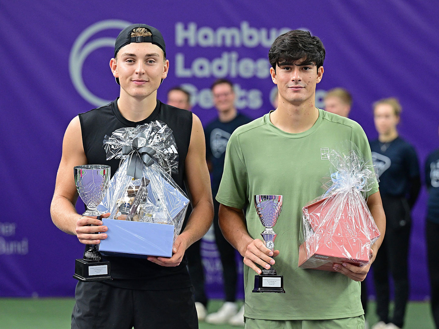 v.l. Sieger Justin Engel (Deutschland), Federico Cina (Italien)
Hamburg, 26.10.2025, Tennis, Ladies & Gents Cup 2025, Kleines Combined Event, Herren, Einzel, Finale