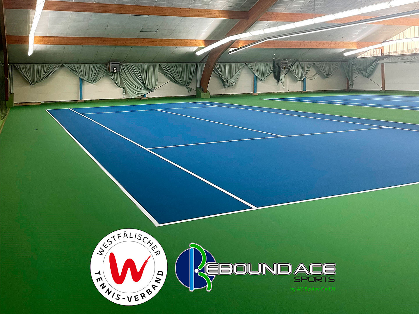Auch die Tennishalle in Bad Driburg mit ihren vier Plätzen wurde mit dem Rebound Ace-Belag ausgestattet