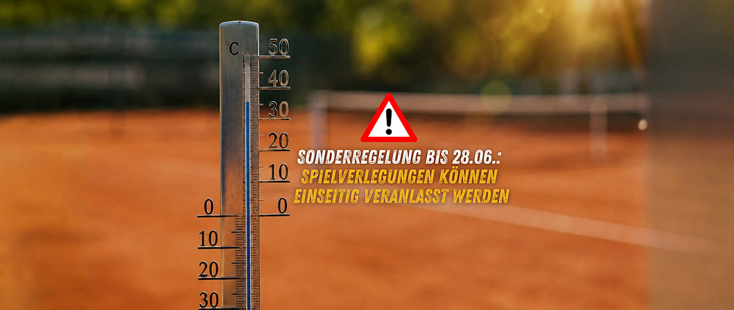 Thermometer vor Tennisplatz