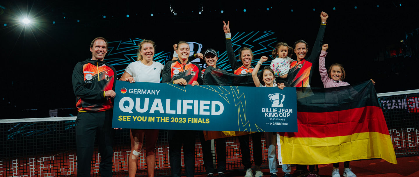 Billie Jean King Cup 2023 in Stuttgart mit dem DTB. (Deutscher Tennis Bund)15.04.2023Abdruck+jede Verwendung ohne Zustimmung vom DTB oder Philipp Reinhard ist untersagt.