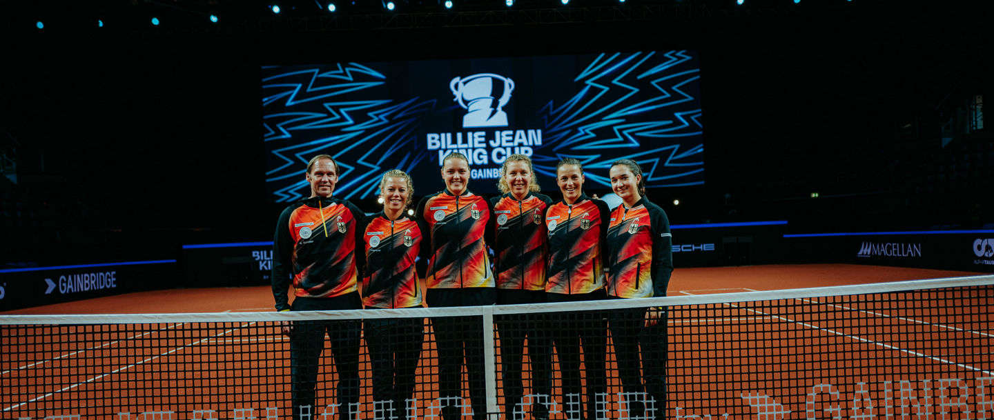 Billie Jean King Cup 2023 in Stuttgart mit dem DTB. (Deutscher Tennis Bund)13.04.2023Abdruck+jede Verwendung ohne Zustimmung vom DTB oder Philipp Reinhard ist untersagt.