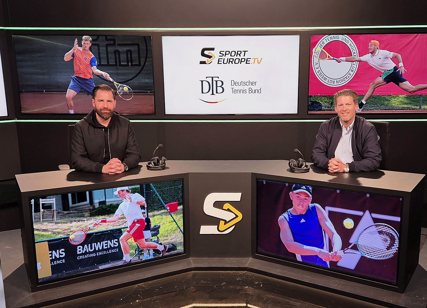 Björn Beinhauer und Simon Papendorf im Studio von Sporteurope.TV 