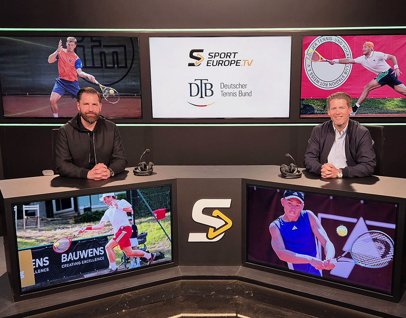 Björn Beinhauer und Simon Papendorf im Studio von Sporteurope.TV 