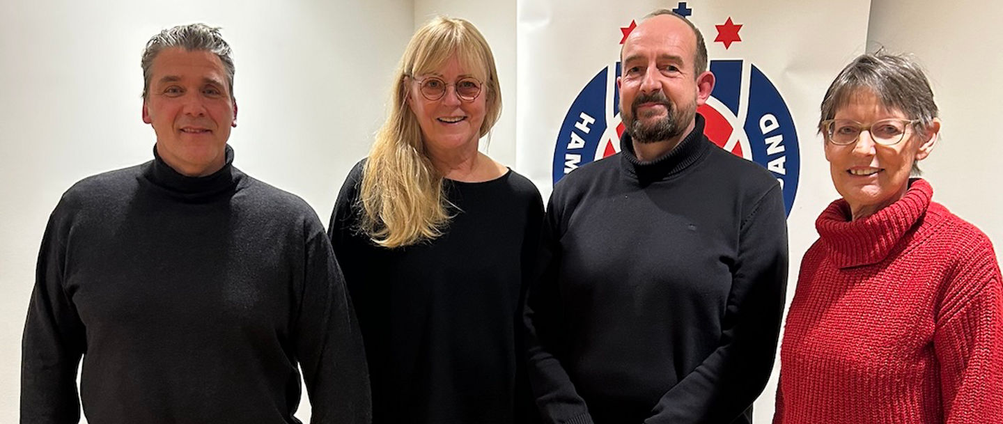 Das neue HTV-Präsidium von links nach rechts: Knut Bergmann (neu gewählt), Präsidentin Sigrid Rinow, Jan Beutel (neu gewählt) sowie Monika Leck.