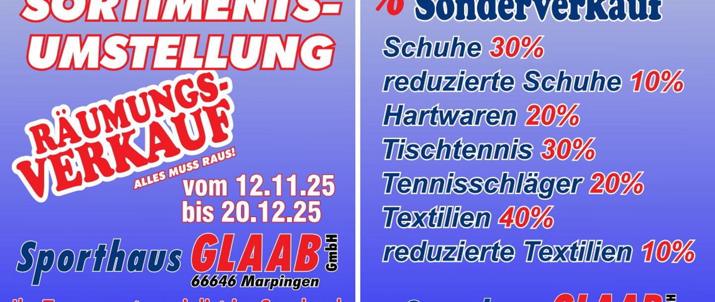 Räumungsverkauf-Sporthaus Glaab