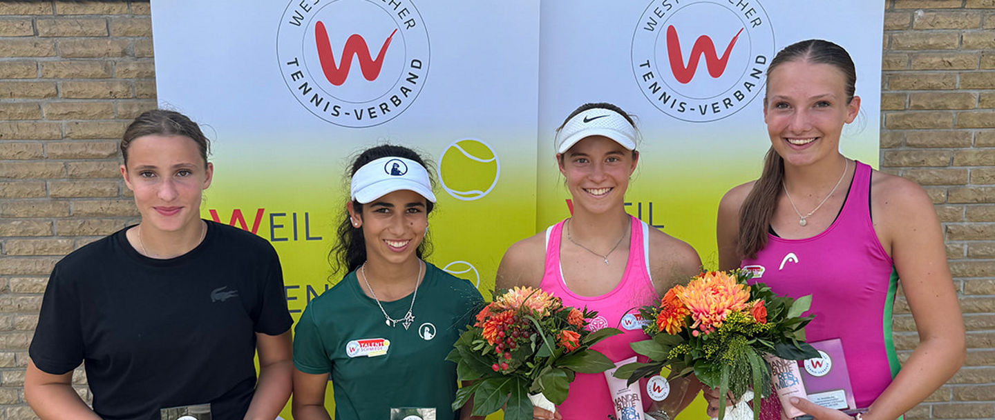 Die Finalistinnen im Doppel U16: Hana Hasanovic, Leana Askeridis, Maja Abraham, Chiara Heine 