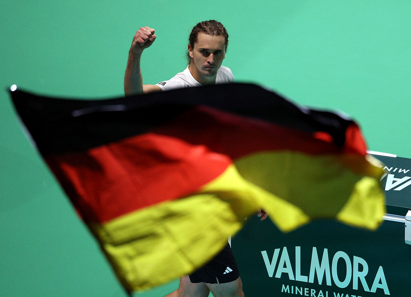 BOLOGNA, ITALY - NOVEMBER 22: Alexander Zverev of Germany celebrates after beating Jaume Munar of Spain during the Davis Cup Semi-Final match between Spain and Germany at BolognaFiere Exhibition Centre on November 22, 2025 in Bologna, Italy. (Photo by Emmanuele Ciancaglini/Getty Images for ITF)