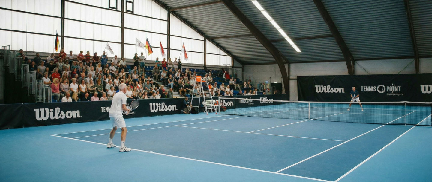 Indoor Tennis Match with Spectators and Officials