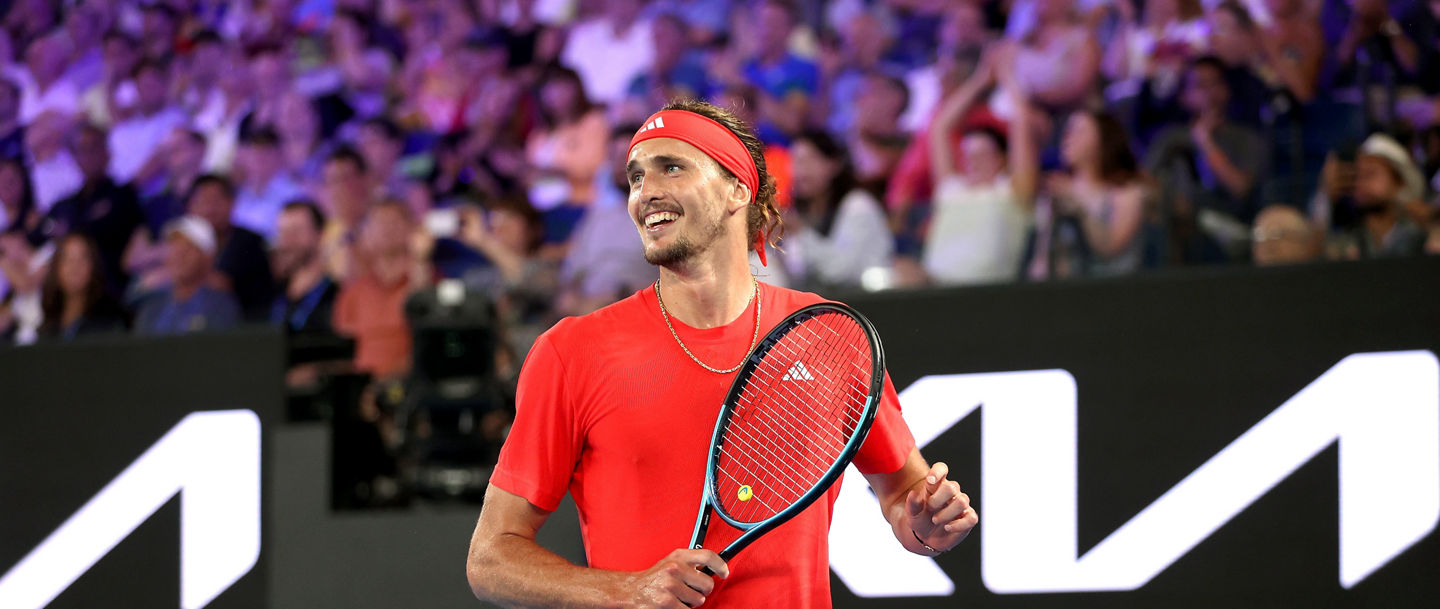 January 9: Alexander Zverev (GER) during The Rising Stars Charity match on Rod Laver Arena at the Australian Open, Melbourne Park on Thursday, January 9, 2025. Photo by TENNIS AUSTRALIA/ ROB PREZIOSO