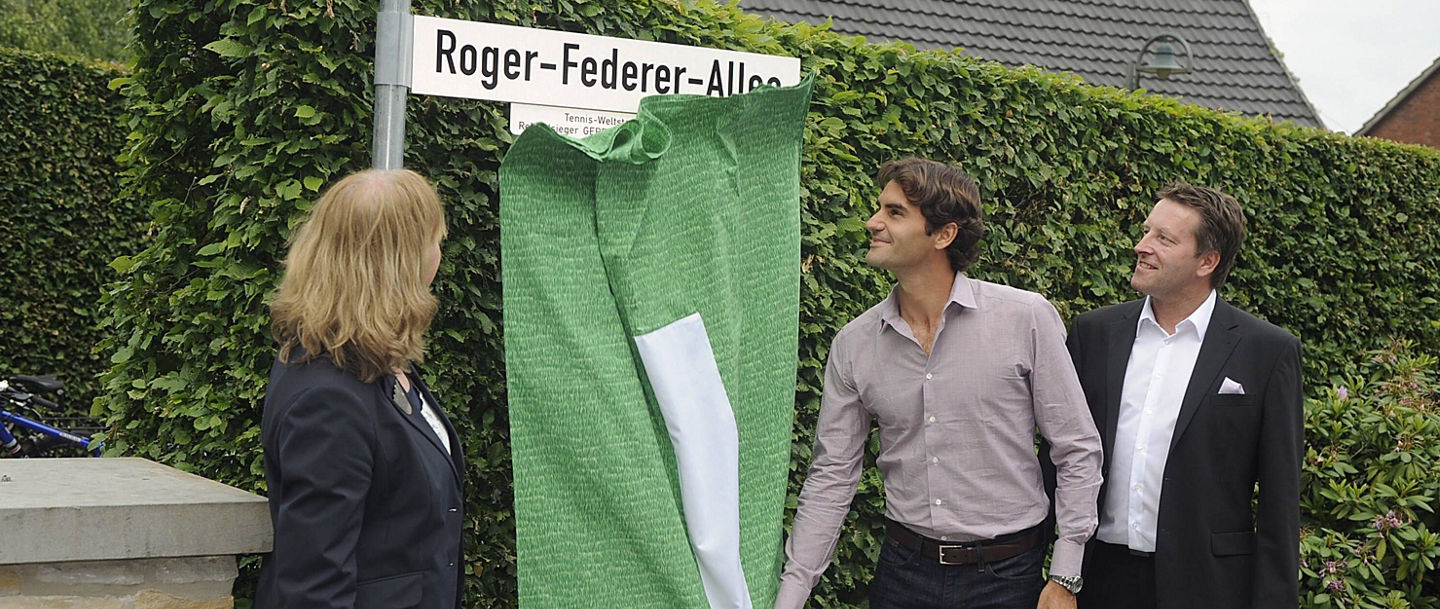 Roger Federer an der Roger-Federer-Allee