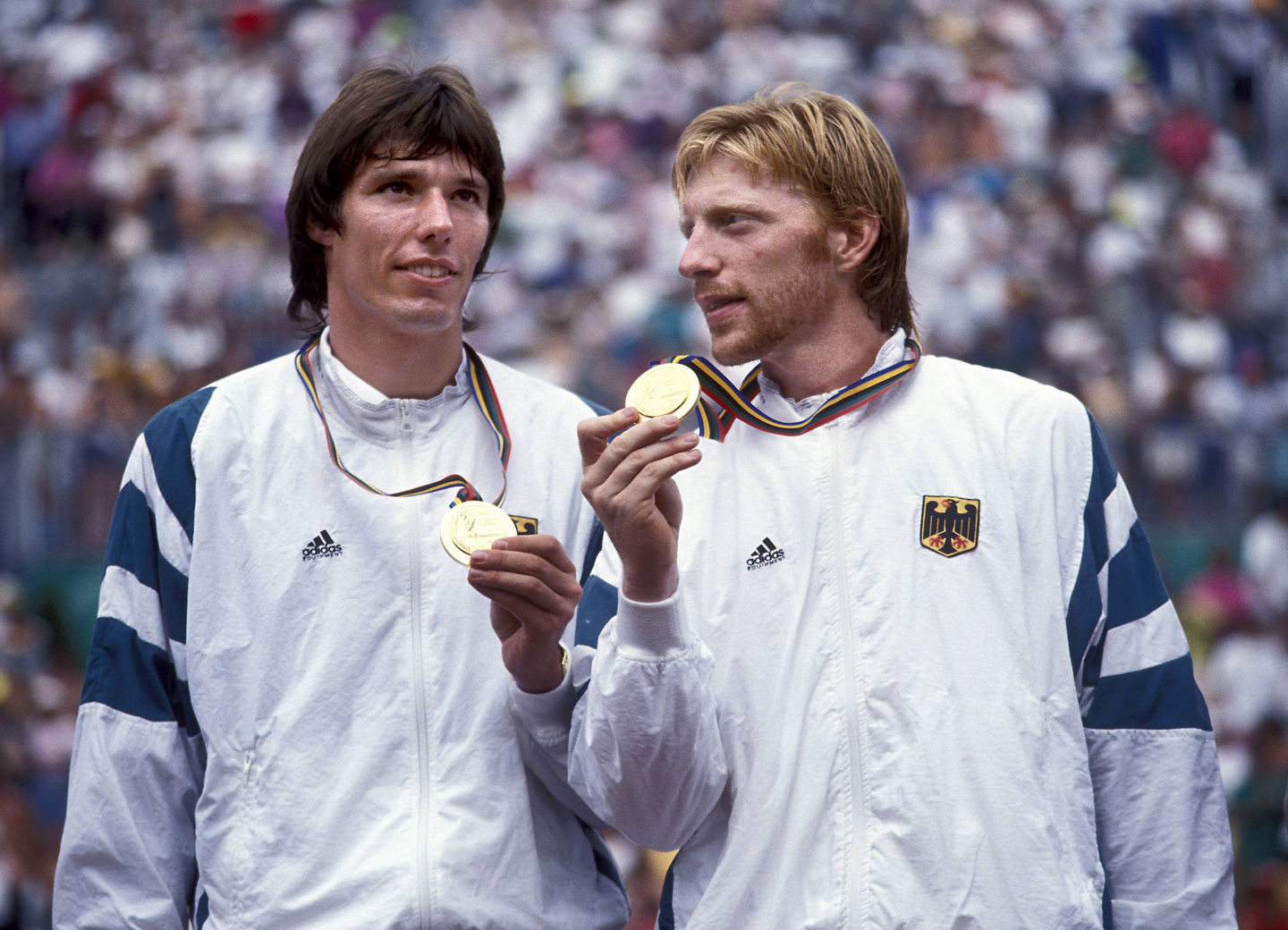 BECKER Boris und STICH Michael Doppel Team GER Olympiasieger Olympischen Sommerspiele 1992 in Barcelona in Spanien Tennis Finale Doppel der Maenner am 17. August 1992 in Barcelona PUBLICATIONxINxGERxSUIxAUTxHUNxSWExNORxDENxFINxONLY



Becker Boris and Stitch Michael Double team ger Olympic medalists Olympic Summer Games 1992 in Barcelona in Spain Tennis Final Double the Men at 17 August 1992 in Barcelona
