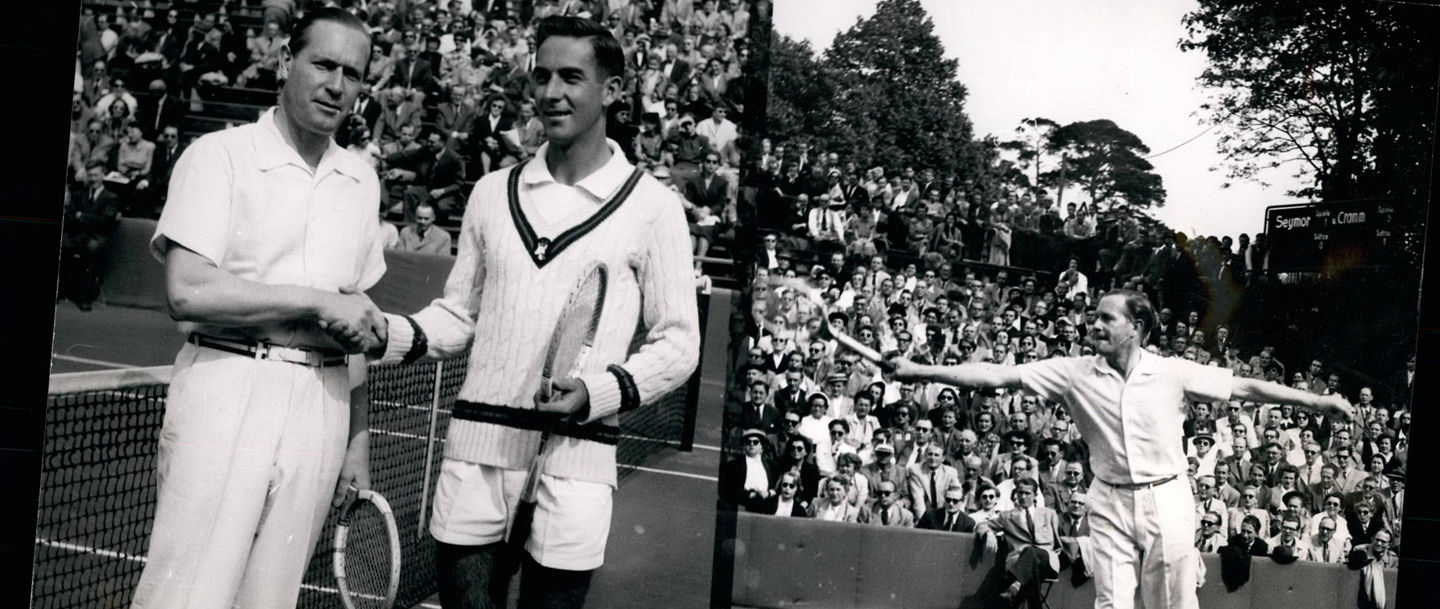 1958 - Davis Cup South Africa versus Germany: The present Davis Cup Elimination bouts are taking place on the unique playing-grounds of the Berlin Tennis Club Grounds Rot-Weies . The result of the bouts will decide whether or not South Africa or Germany will take place in the final bouts.The Opening bout marked a pretty good success for German player Gottfried von Cramm who beat Russell Seymour (South Africa) 6:1; 6:2; 7 and 1:0. Photo shows (Left): Russelll Seymour (in shorts), South Africa, seen with Gottfried von Cramm (Germany), on the playing grounds of the Rot-Weisa - stadium, in Berlin, yesterday. Paris France PUBLICATIONxINxGERxSUIxAUTxONLY - ZUMAk09_1958 Davis Cup South Africa versus Germany The Present Davis Cup Elimination Bouts are Taking Place ON The Unique Playing grounds of The Berlin Tennis Club grounds Red  The Result of The Bouts will decide whether or Not South Africa or Germany will Take Place in The Final Bouts The Opening BOUT marked a Pretty Good Success for German Player Gottfried from CRAMM Who Beat Russell Seymour South Africa 6 1 6 2 7 and 1 0 Photo Shows left  Seymour in Shorts South Africa Lakes With Gottfried from CRAMM Germany ON The Playing grounds of The Red  Stage in Berlin YESTERDAY Paris France PUBLICATIONxINxGERxSUIxAUTxONLY ZUMAk09_