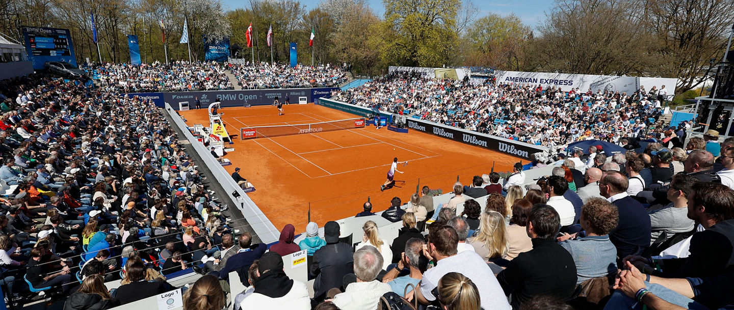 Der Center Court der BMW Open in München in Zukunft als 500er Turnier und mit mehr Zuschauern