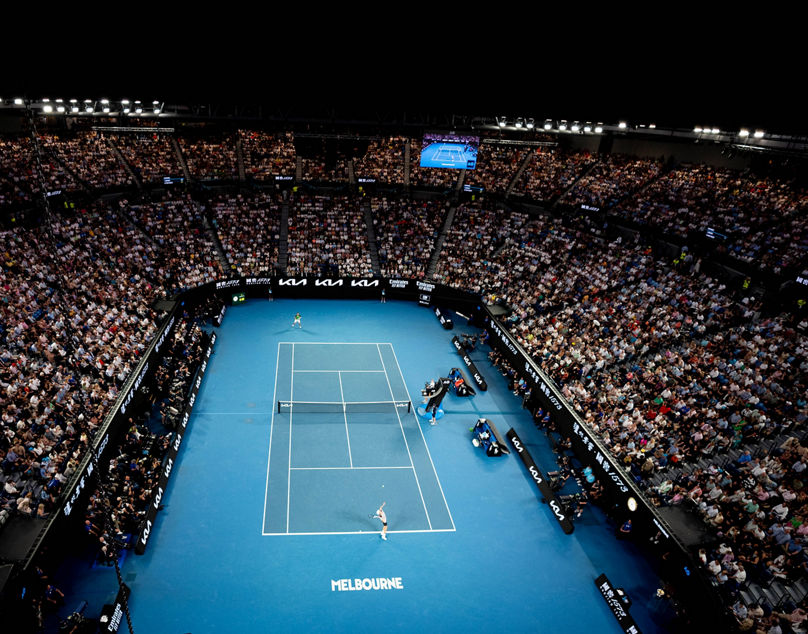 Jannik Sinner ITA Daniil Medvedev RUS Sunset on Rod Laver Arena during the final TENNIS : Open Australie 2024 - Melbourne - 28/01/2024 VirginieBouyer/Panoramic PUBLICATIONxNOTxINxFRAxBEL