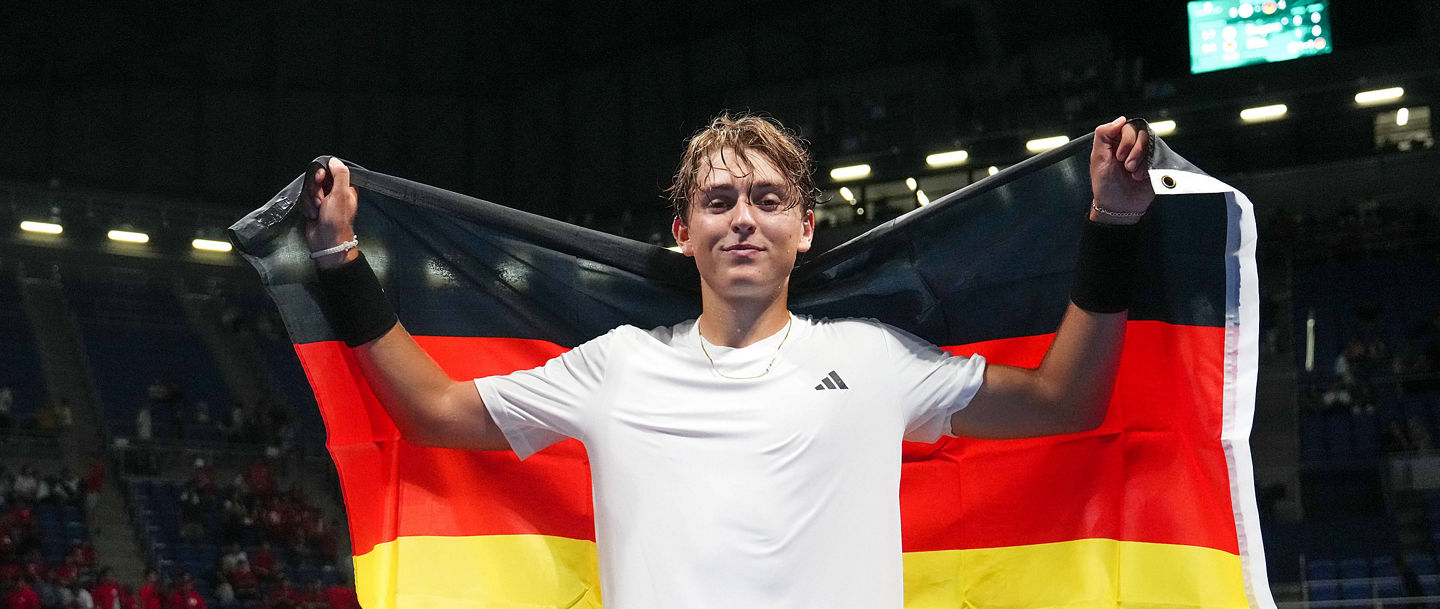 Justin Engel bei seinem Davis Cup-Debüt in Tokio.