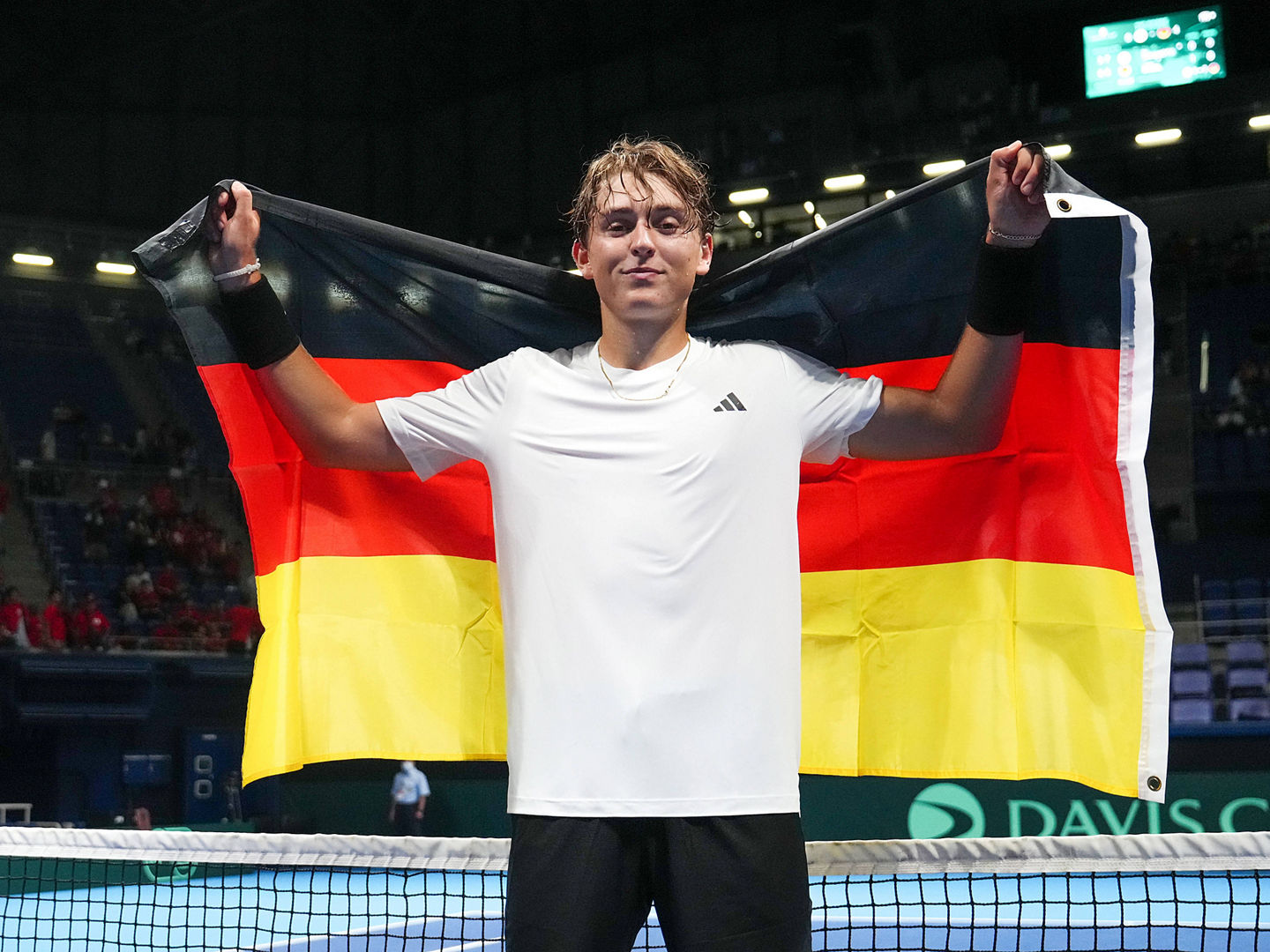 Justin Engel bei seinem Davis Cup-Debüt in Tokio.