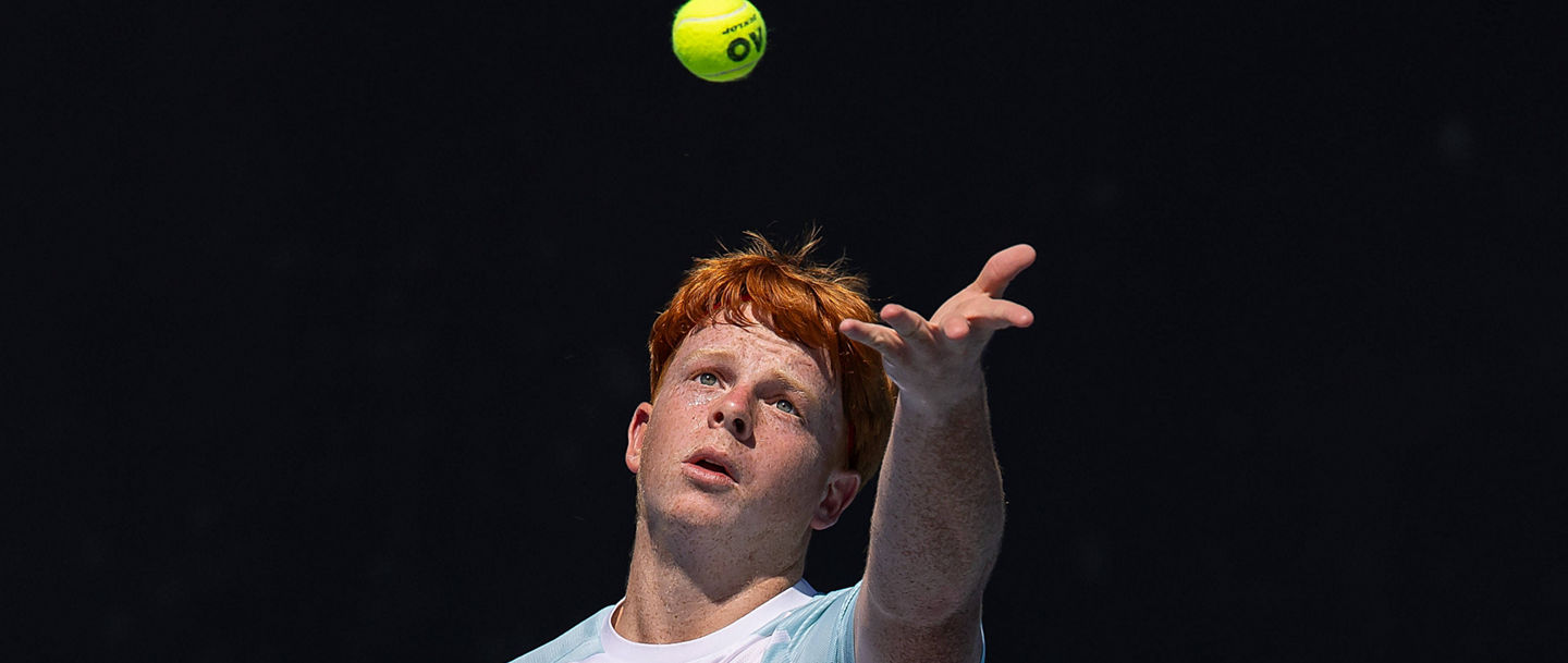 Jamie Mackenzie GER, Jungen Einzel, Boys Singles, Australian Open 2026, Melbourne Park, Melbourne, Victoria, Australia. *** Jamie Mackenzie GER , Boys Singles, Boys Singles, Australian Open 2026, Melbourne Park, Melbourne, Victoria, Australia Copyright: xJuergenxHasenkopfx