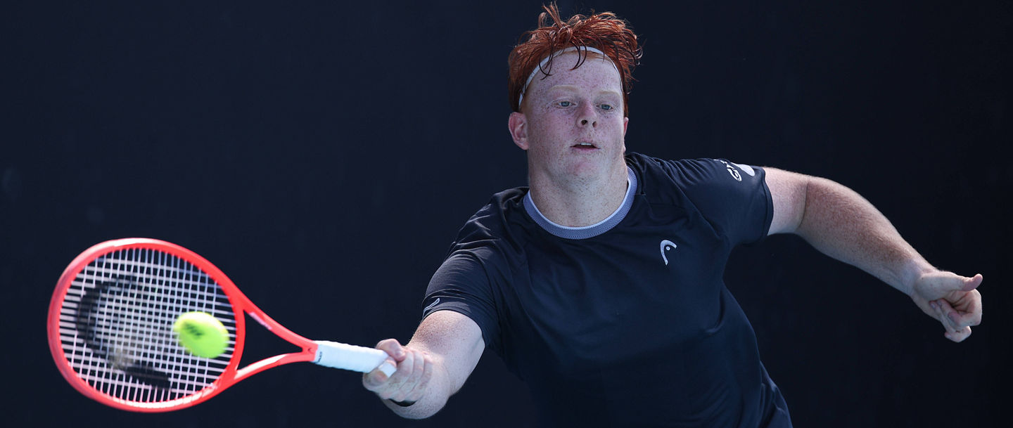 Jamie Mackenzie GER , Jungen Einzel, Boys Singles,Australian Open 2026, Melbourne Park, Melbourne, Victoria, Australia., *** Jamie Mackenzie GER , Boys Singles, Boys Singles,Australian Open 2026, Melbourne Park, Melbourne, Victoria, Australia , Copyright: xJuergenxHasenkopfx