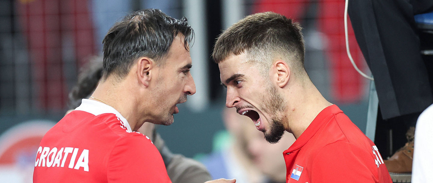 Davis Cup - Qualifiers - Croatia v Denmark Croatia s Dino Prizmic celebrates his vicotry during singles match against Denmark s Elmer Moller on February 7, 2026 in Varazdin Croatia PUBLICATIONxNOTxINxFRAxCROxBIHxSRBxMNExSLO SlavkoxMidzor/PIXSELL