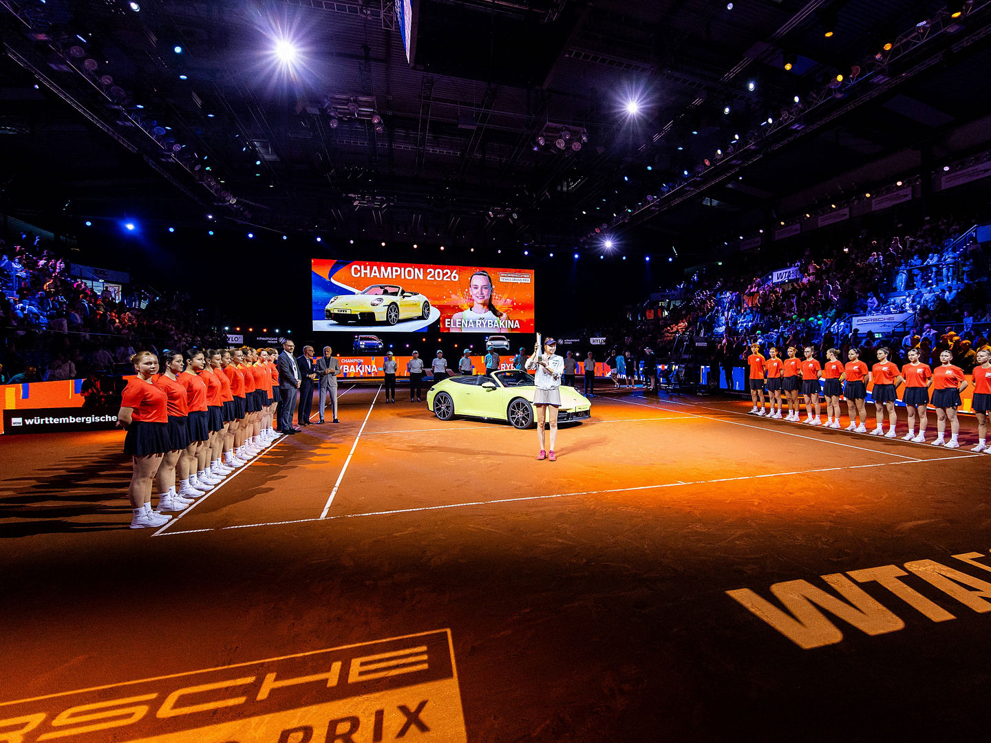 19.04.26 Porsche Tennis Grand Prix Stuttgart Deutschland, Stuttgart, 19.04.2026, Tennis, Porsche Tennis Grand Prix Stuttgart: Elena Rybakina Kasachstan, Jubel. *** 19 04 26 Porsche Tennis Grand Prix Stuttgart Germany, Stuttgart, 19 04 2026, Tennis, Porsche Tennis Grand Prix Stuttgart Elena Rybakina Kazakhstan , cheering