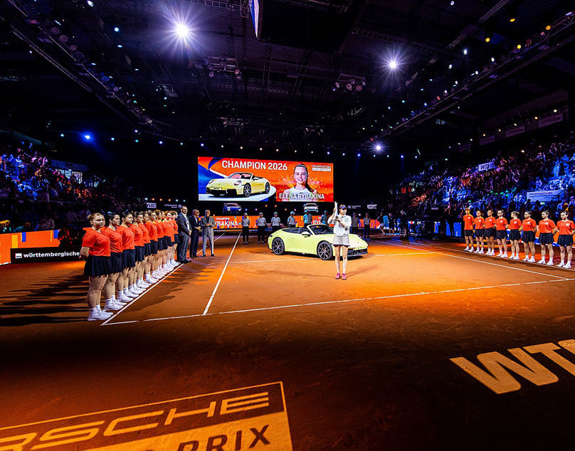 19.04.26 Porsche Tennis Grand Prix Stuttgart Deutschland, Stuttgart, 19.04.2026, Tennis, Porsche Tennis Grand Prix Stuttgart: Elena Rybakina Kasachstan, Jubel. *** 19 04 26 Porsche Tennis Grand Prix Stuttgart Germany, Stuttgart, 19 04 2026, Tennis, Porsche Tennis Grand Prix Stuttgart Elena Rybakina Kazakhstan , cheering