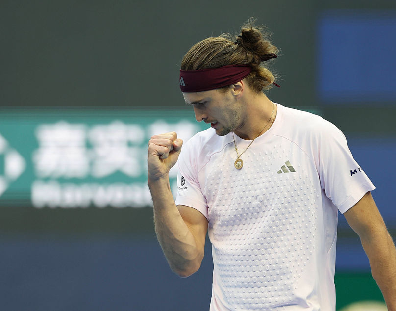 261001 -- BEIJING, Oct. 1, 2026 -- Alexander Zverev celebrates after scoring during the men s singles first round match between Alexander Zverev of Germany and Cameron Norrie of Britain at 2026 China Open tennis tournament in Beijing, China, Oct. 1, 2026.  SPCHINA-BEIJING-TENNIS-CHINA OPEN-MEN S SINGLESCN BaixXuefei PUBLICATIONxNOTxINxCHN