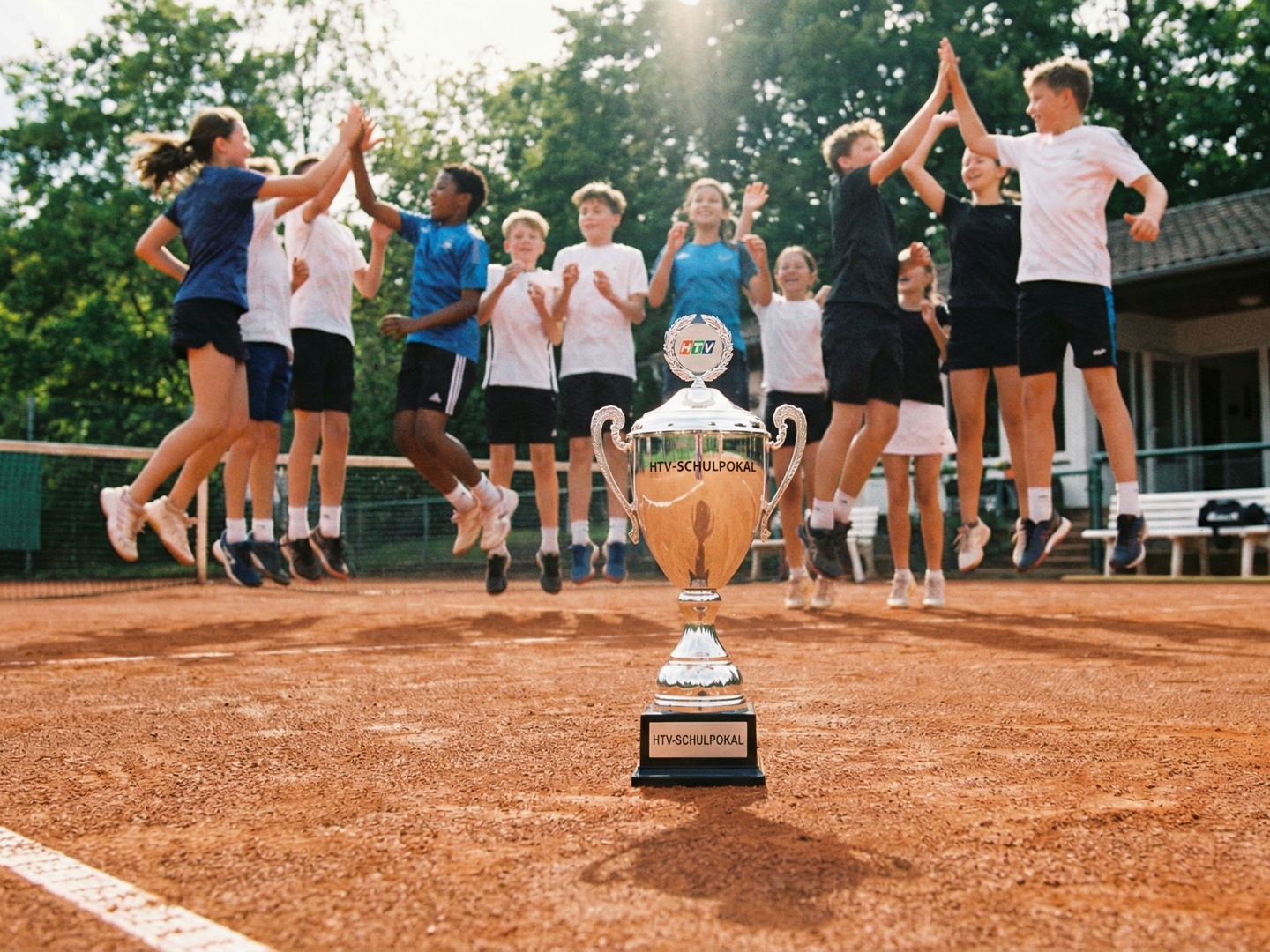 Youth Tennis Team Celebrates Victory With Trophy