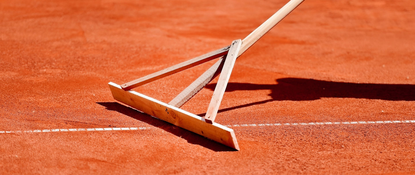 Clay Tennis Court Maintenance with Rake