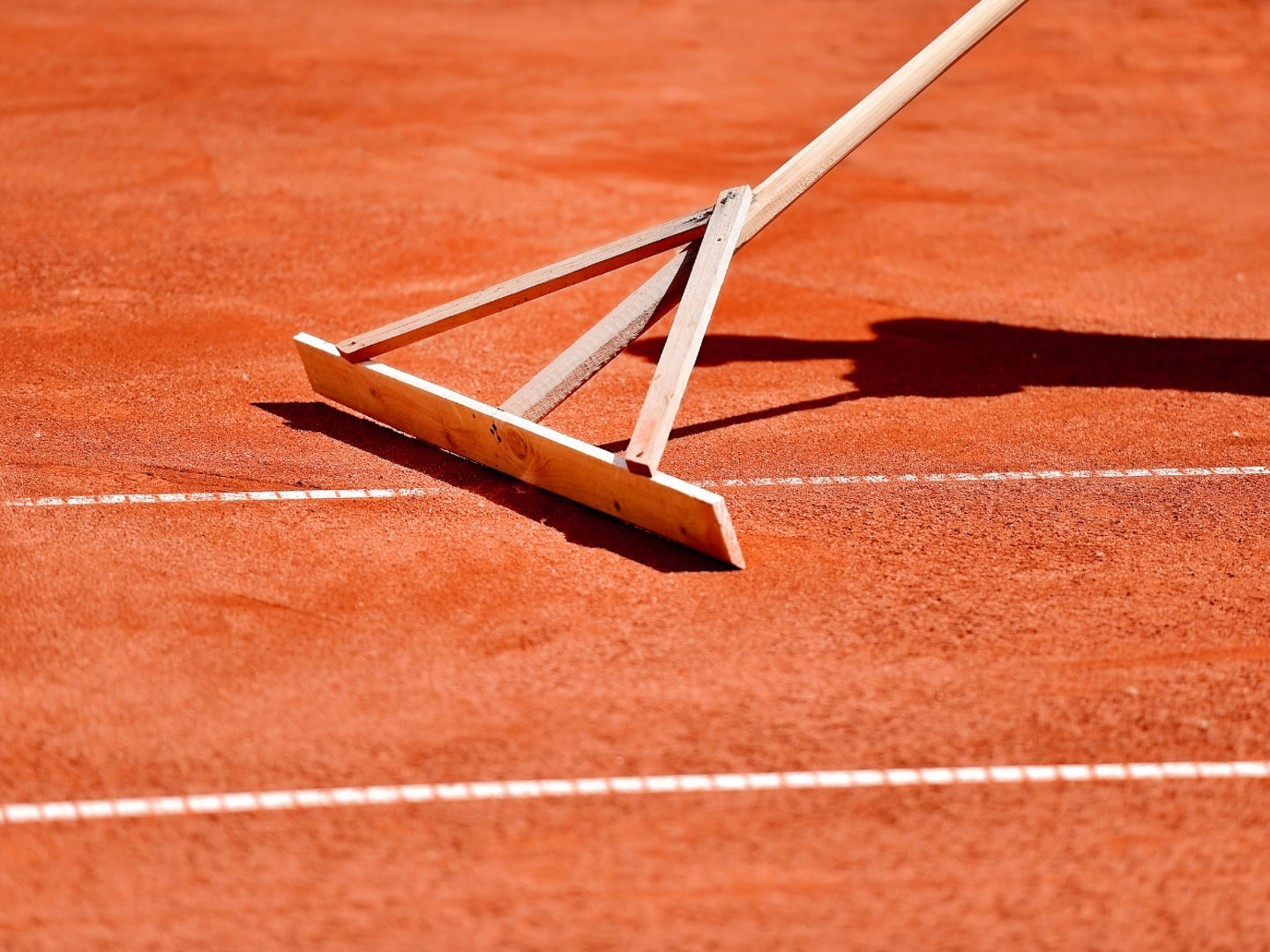 Clay Tennis Court Maintenance with Rake