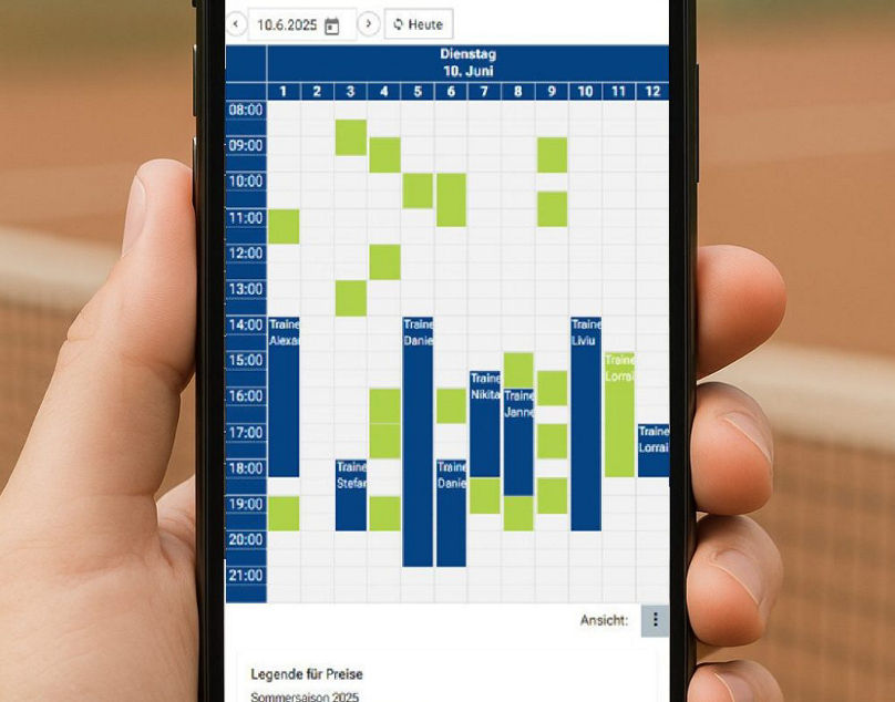 Smartphone displaying tennis schedule app